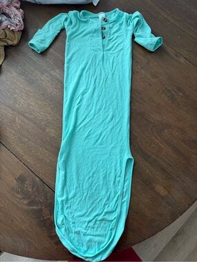 Lou Lou & Company Turquoise Ribbed Henley Baby Gown